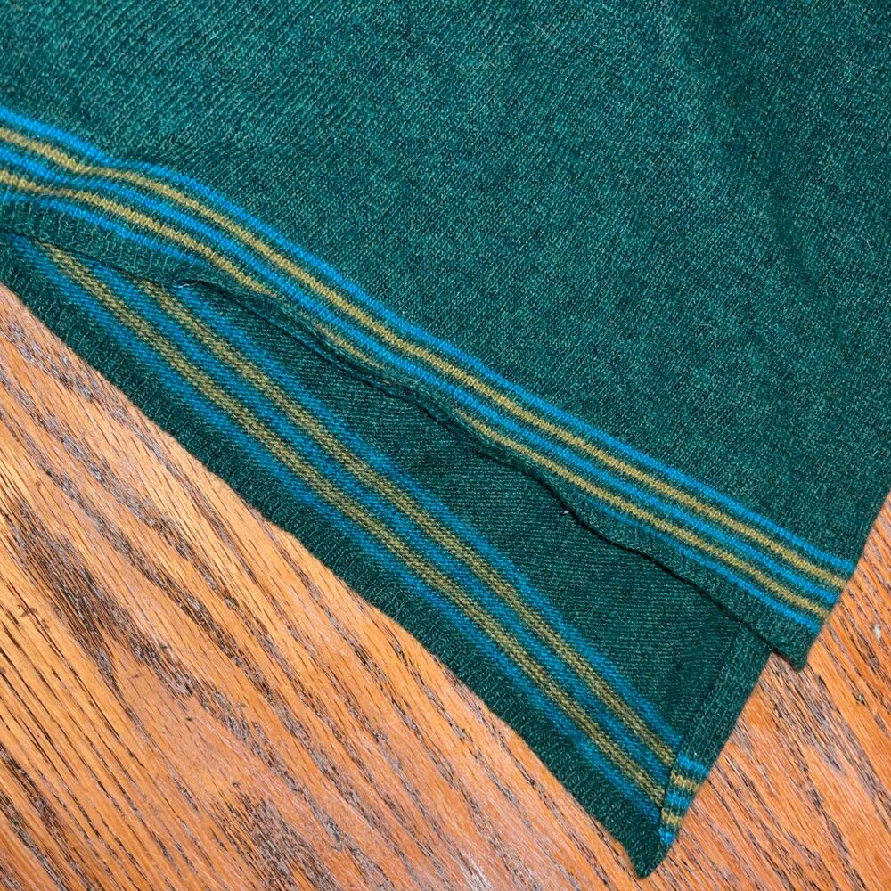 J CREW lambswool ? dk green knit scarf 72x11/no flaws - Picture 3 of 4